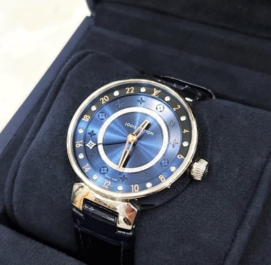 [럭스유] 루이비통 땅부르 문 듀얼 타임 시계 35MM