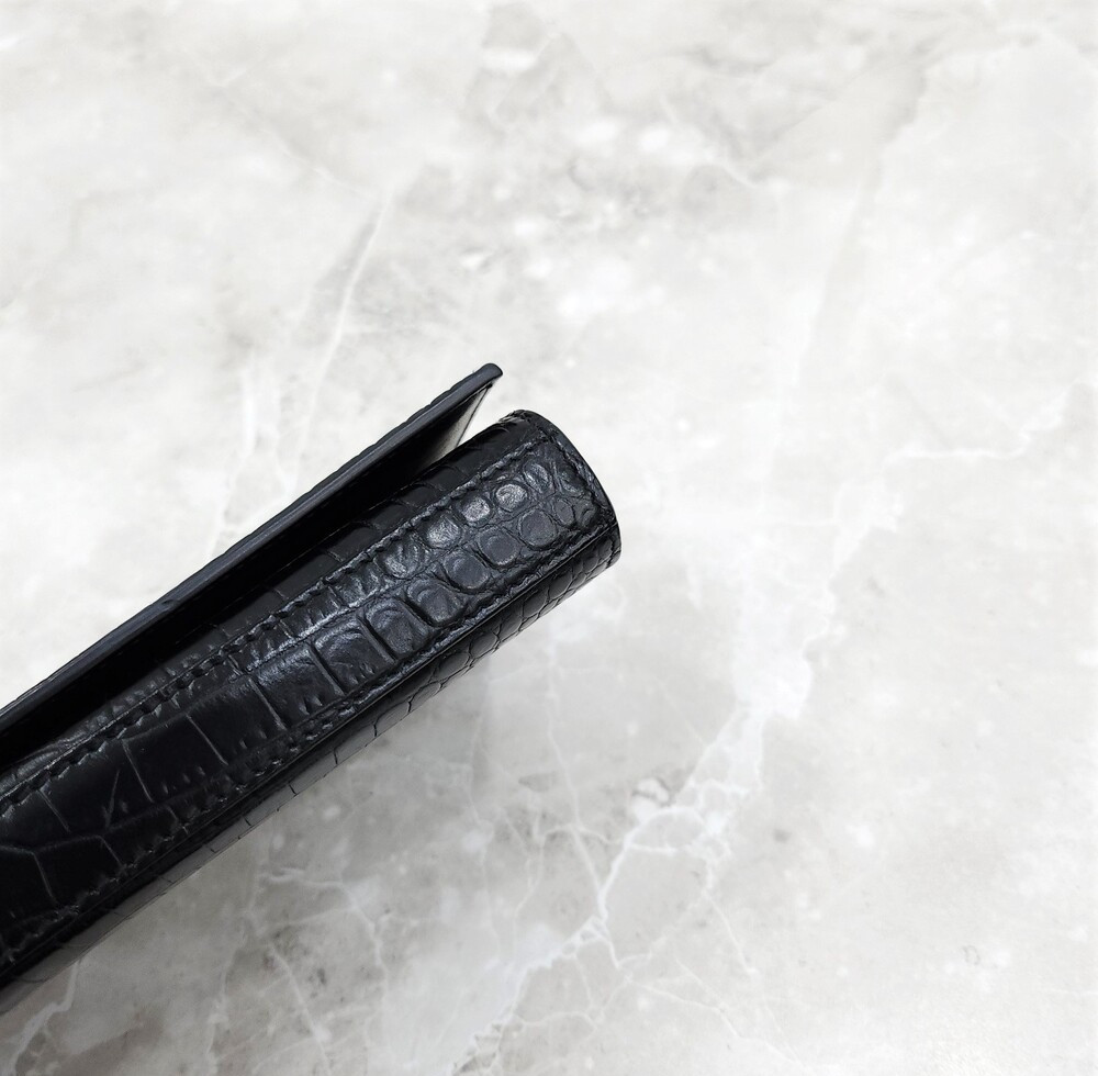 [럭스유] 생로랑 블랙 크로커다일 케이트 은장 체인 숄더백 377829