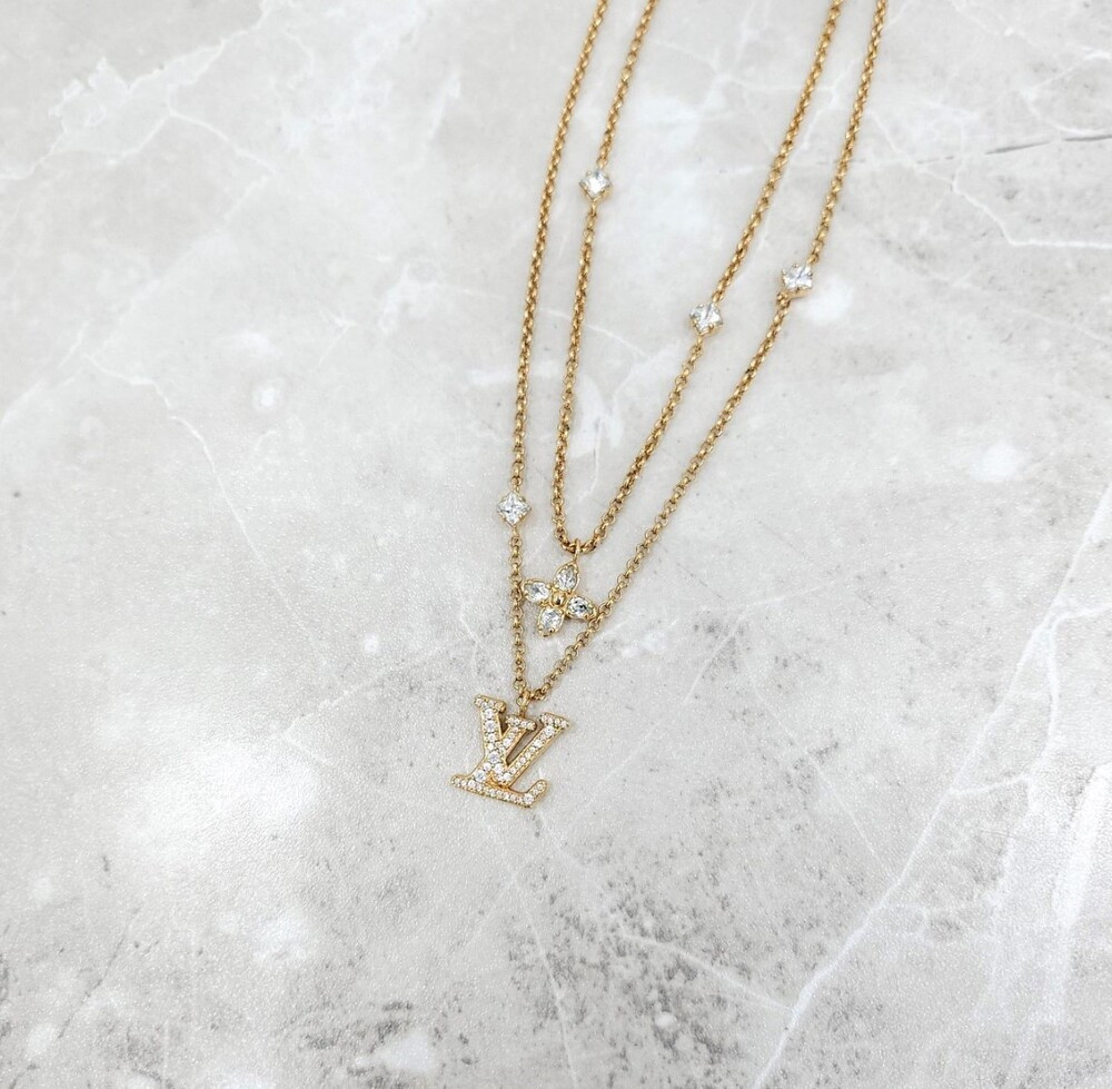 [럭스유] (새상품) 루이비통 LV 레이디 플라워 큐빅 목걸이 M01845