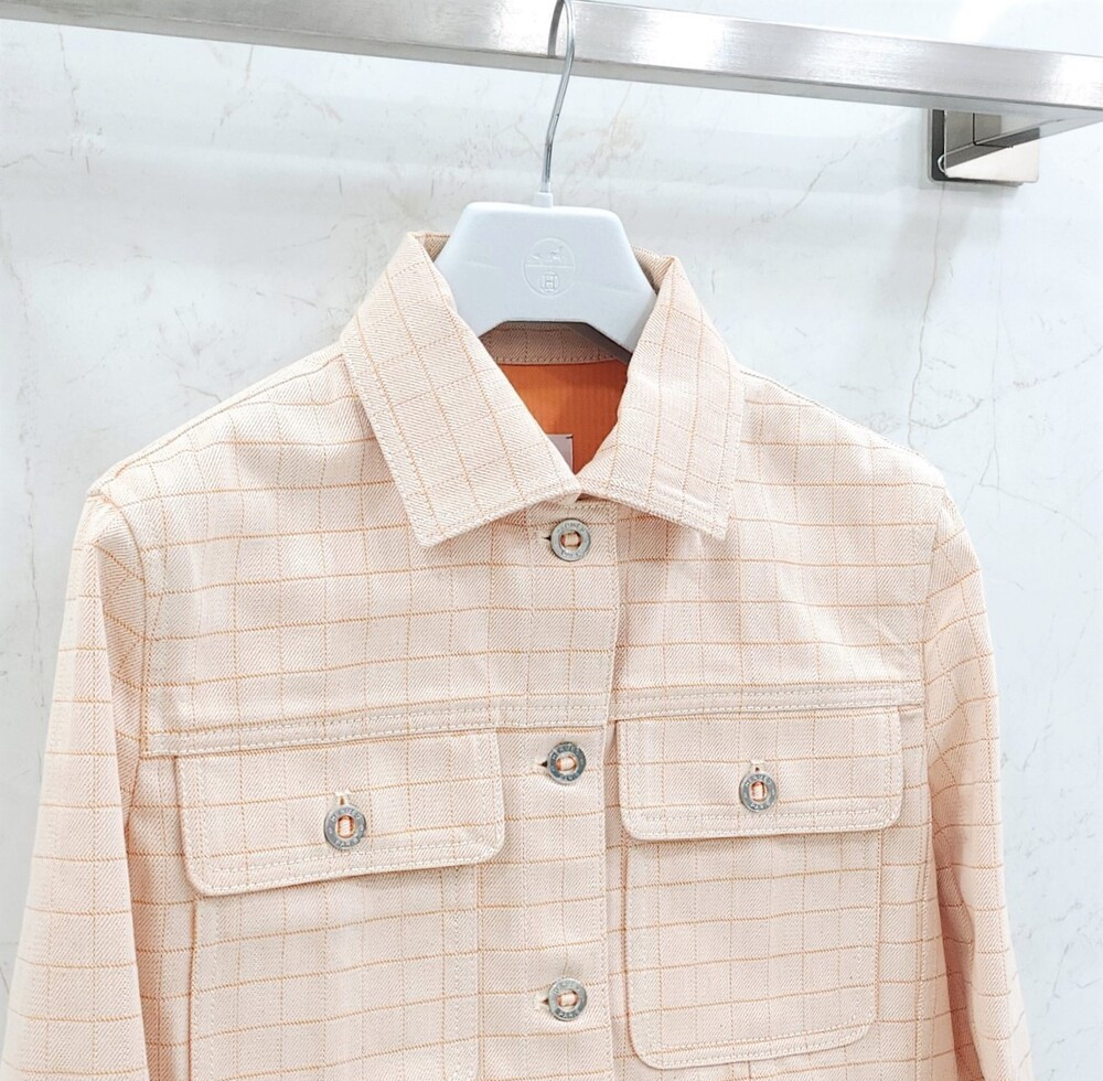 [럭스유] (새상품) 34 / 에르메스 태터샐 체크 코튼 자켓 H5H0251DGA334