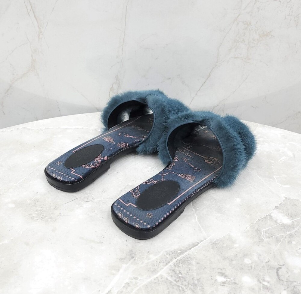 [럭스유] 38.5 / 에르메스 밍크 시어링 오란 샌들 슬리퍼