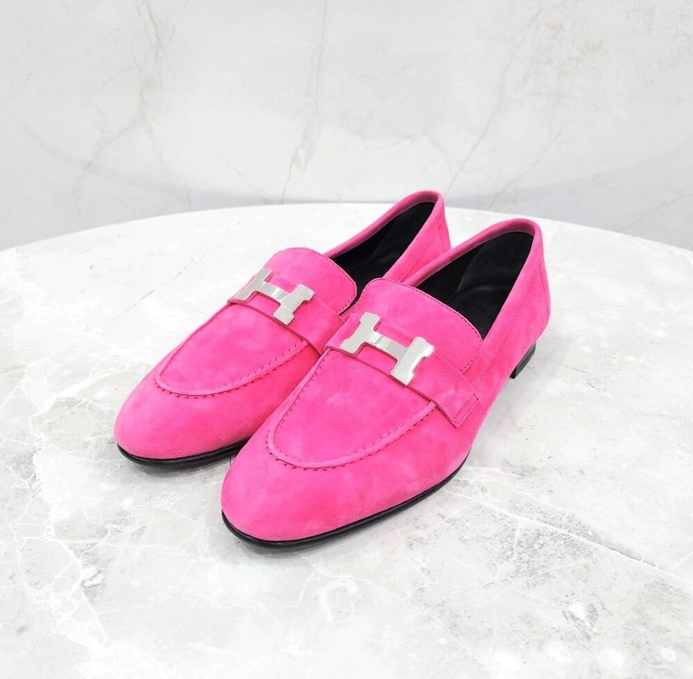 [럭스유] 37.5 / 에르메스 로즈푸시아 스웨이드 파리 로퍼