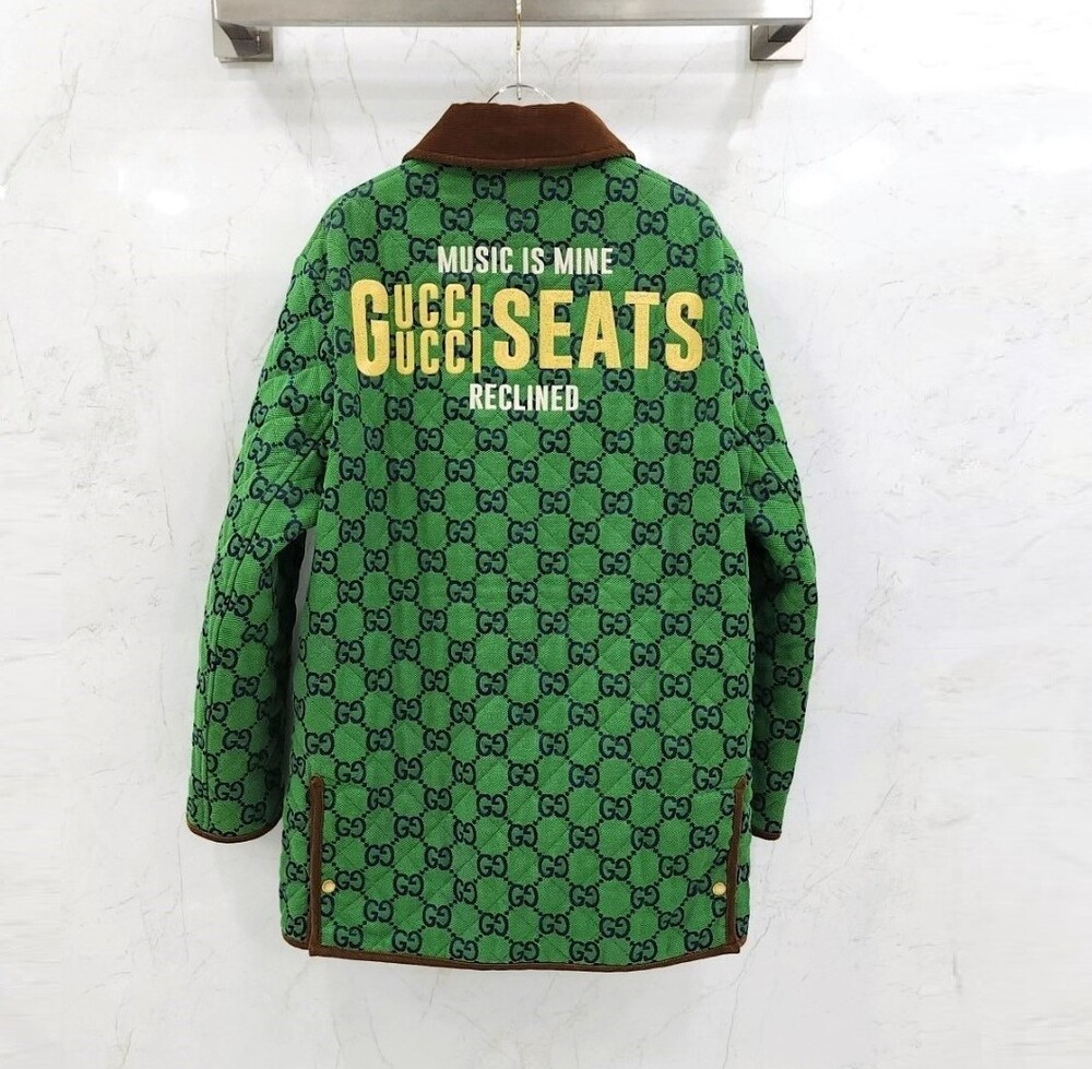 [럭스유] (새상품) 50 / 구찌 GG 그린 누빔 카라 자켓 676488