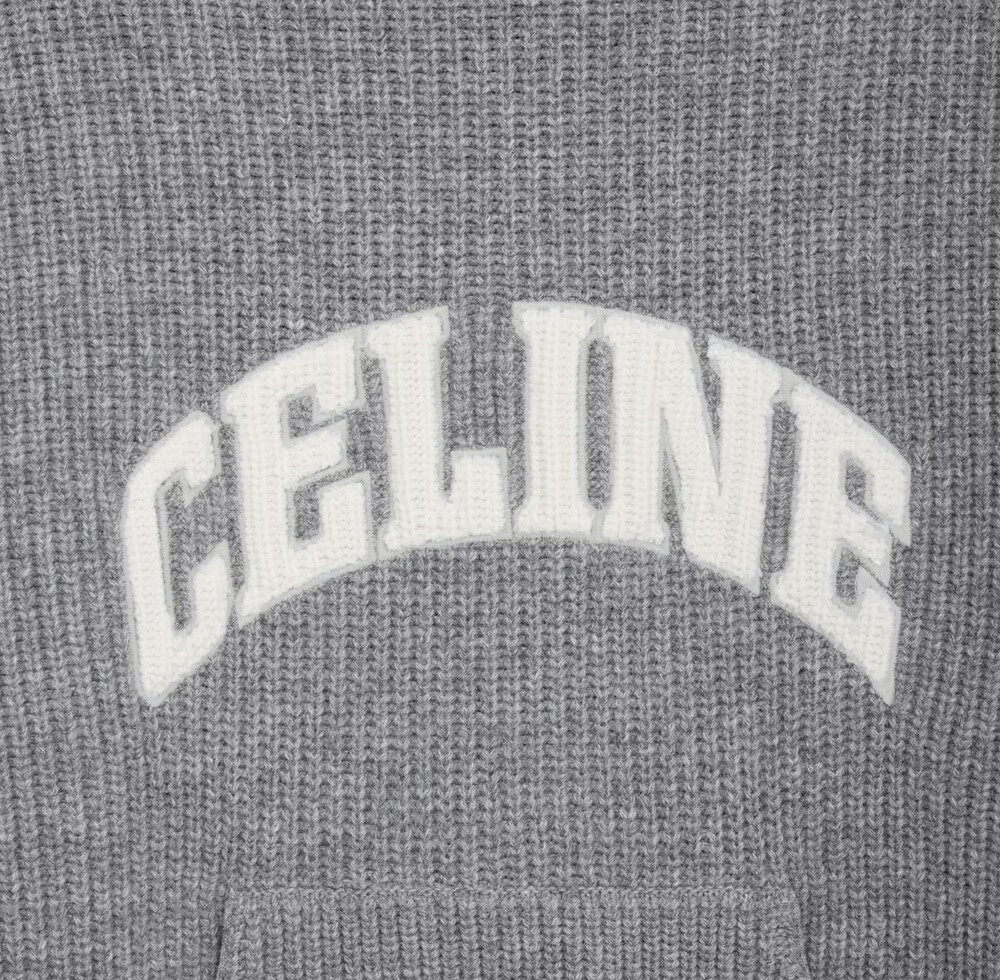 [럭스유] L / 셀린느 로고 리브드 니트 울 스웨터 후드 RY09M0R26.09GM