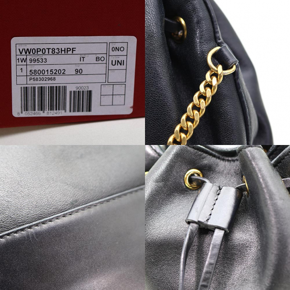 Valentino(발렌티노) VW0P0T83HPF 블랙 레더 금장 로고 버킷 숄더백