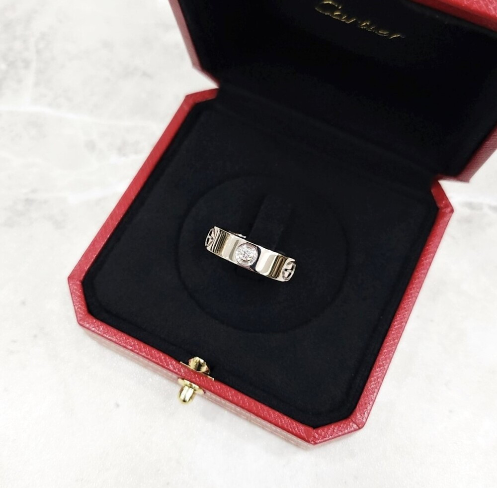 [럭스유] 까르띠에 다이아 3P 러브밴드 링 18K 화이트골드 55호