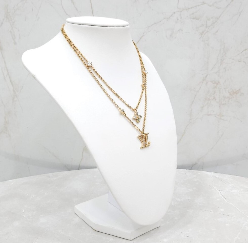 [럭스유] (새상품) 루이비통 LV 레이디 플라워 큐빅 목걸이 M01845