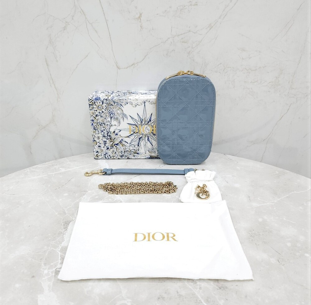 [럭스유] 디올 레이디 디올 콜인 폰홀더 체인백 블루 S08720VRB