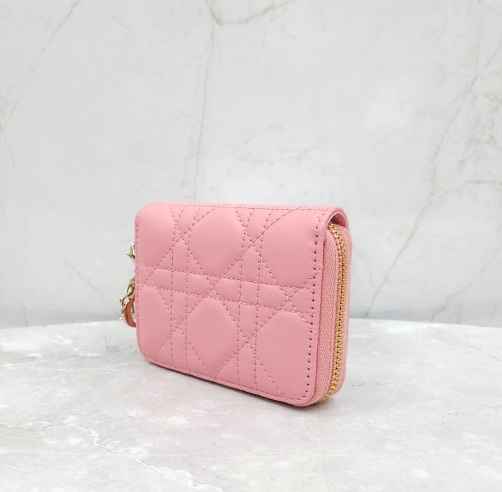 [럭스유] (새상품) 디올 레이디 보야저 레더 스몰 지갑 핑크 S0985ONMJ