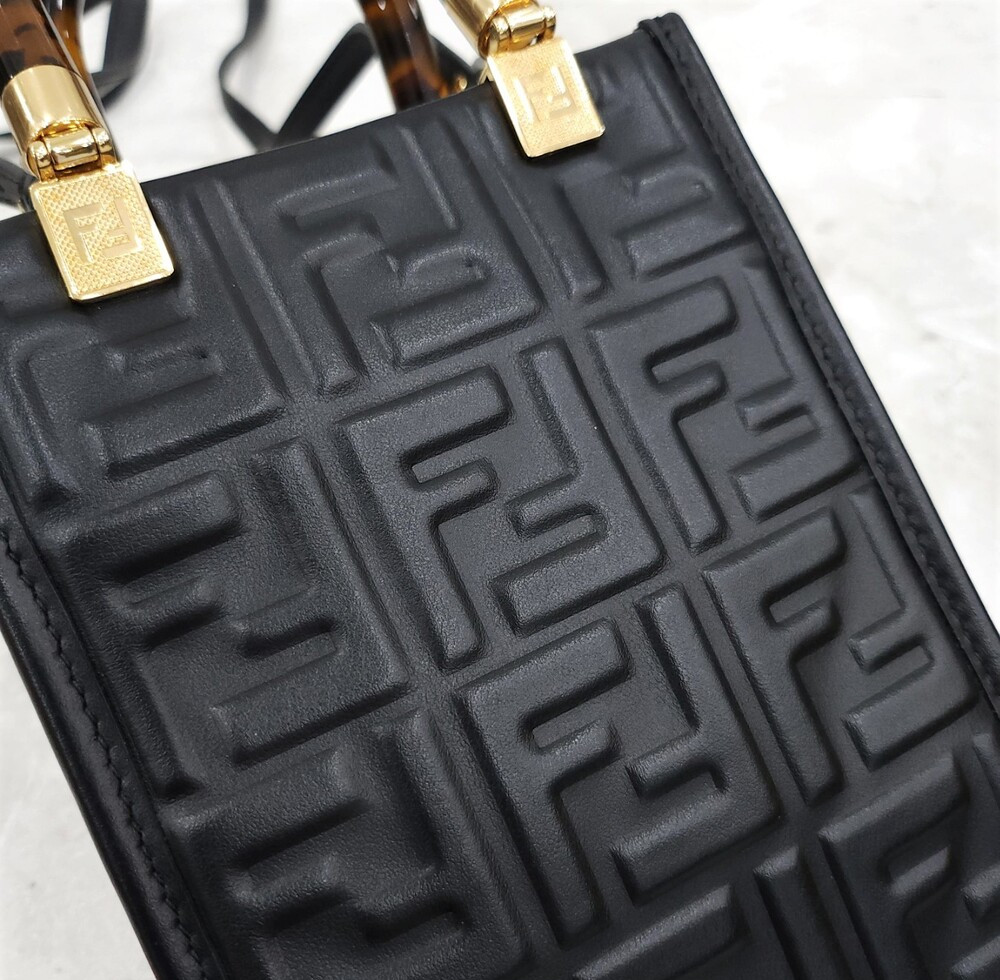 [럭스유] 펜디 블랙 미니 선샤인 FF 쇼퍼 레더백