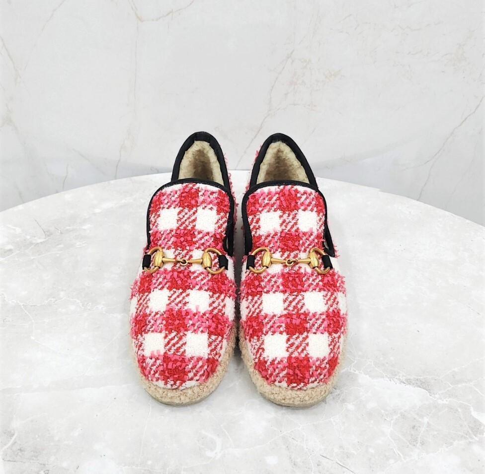 [럭스유] 37.5 / 구찌 체크 울 홀스빗 로퍼