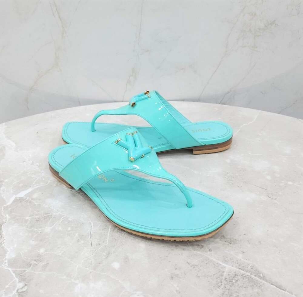 [럭스유] 38 / 루이비통 LV 로고 샌들 슬리퍼 민트