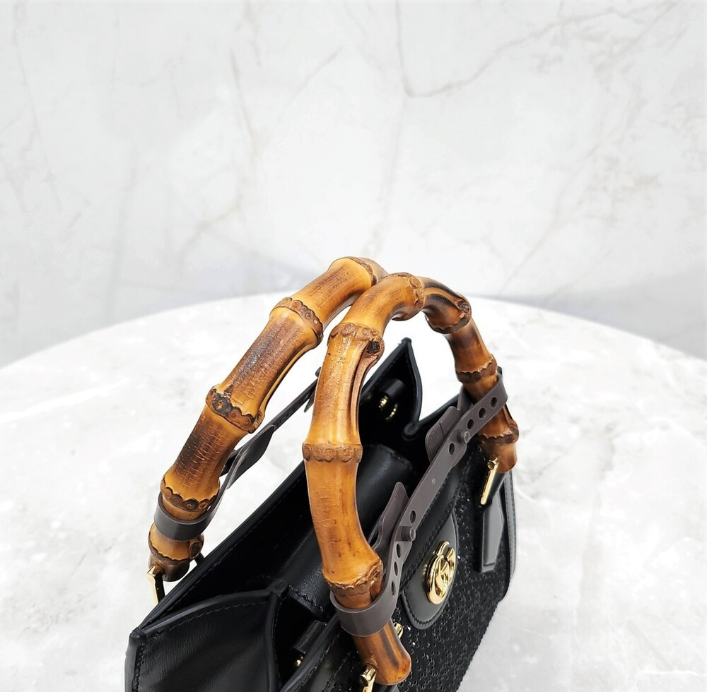 [럭스유] (새상품) 구찌 GG 블랙 크리스탈 다이애나 뱀부 토트백 미니 707449