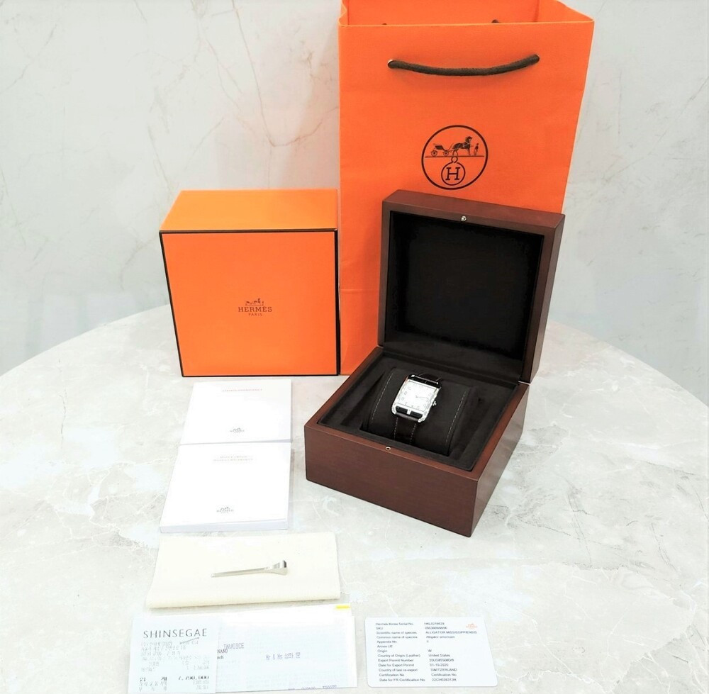 [럭스유] 에르메스 케이프코드 오토매틱 엘리게이터 시계 41mm