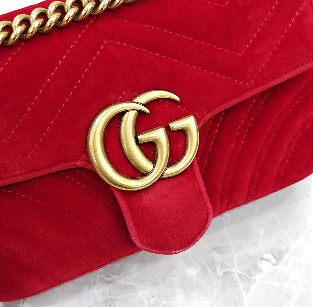 [럭스유] 구찌 GG 마몬트 마틀라세 미니 벨벳 숄더백 446744