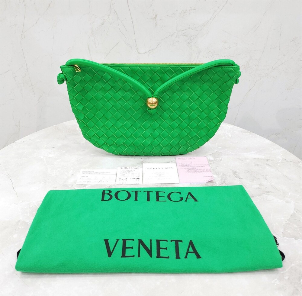 [럭스유] 보테가베네타 그린 미디엄 턴 파우치 숄더백 701024
