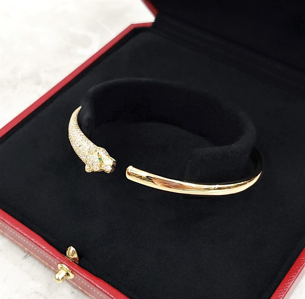 [럭스유] 까르띠에 팬더 드 까르띠에 브레이슬릿 팔찌 세미 파베 18호