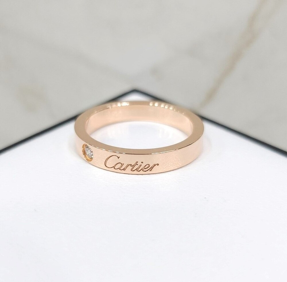 [럭스유] 까르띠에 C 드 다이아 1P 웨딩링 18K 핑크골드 48호