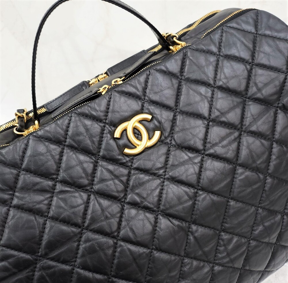 [럭스유] 샤넬 탑핸들 더블 지퍼 볼링백 카프스킨 신형내장칩