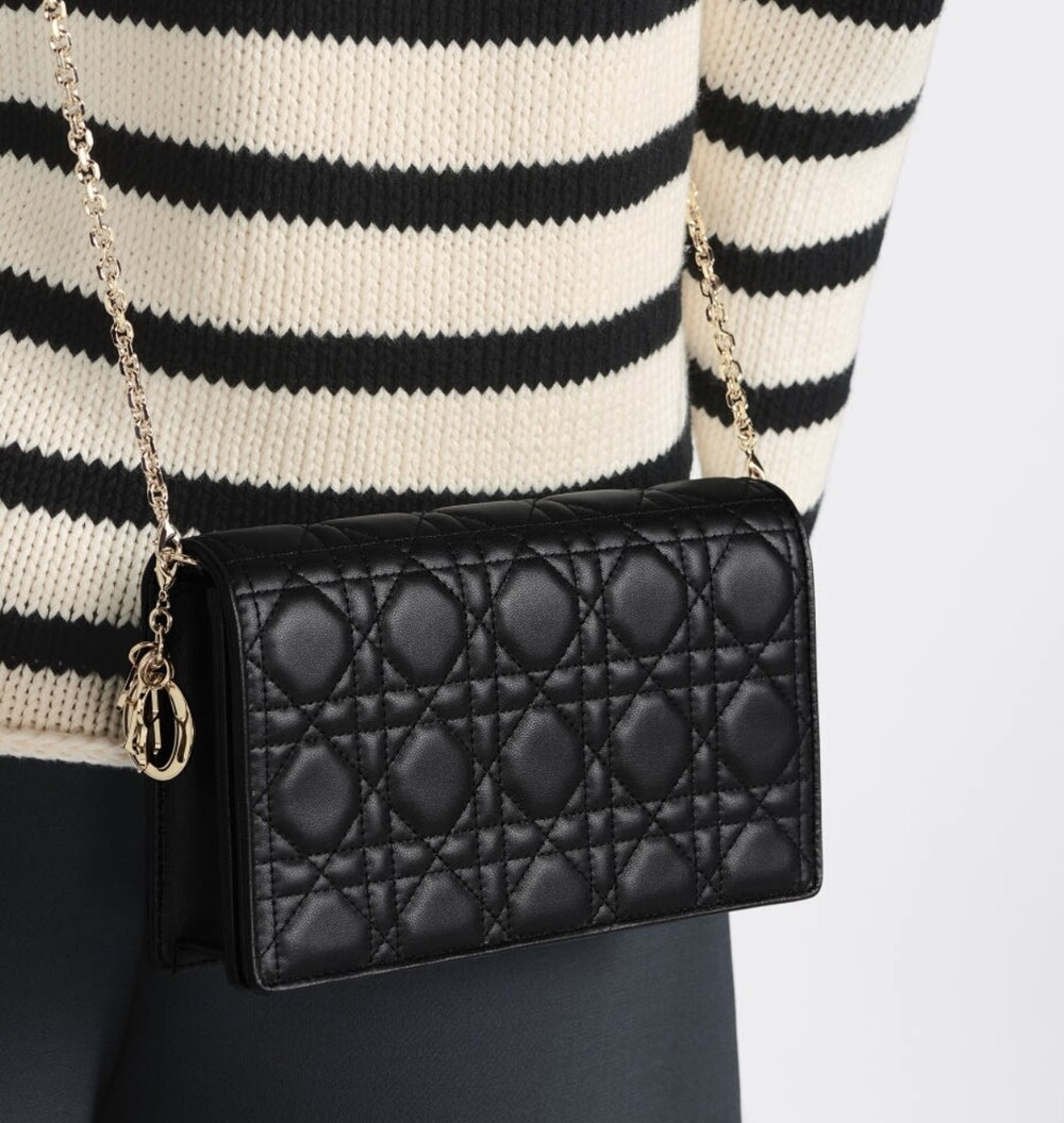 [럭스유] 디올 레이디 디올 파우치 체인백 블랙 까나쥬 S0204ONMJ