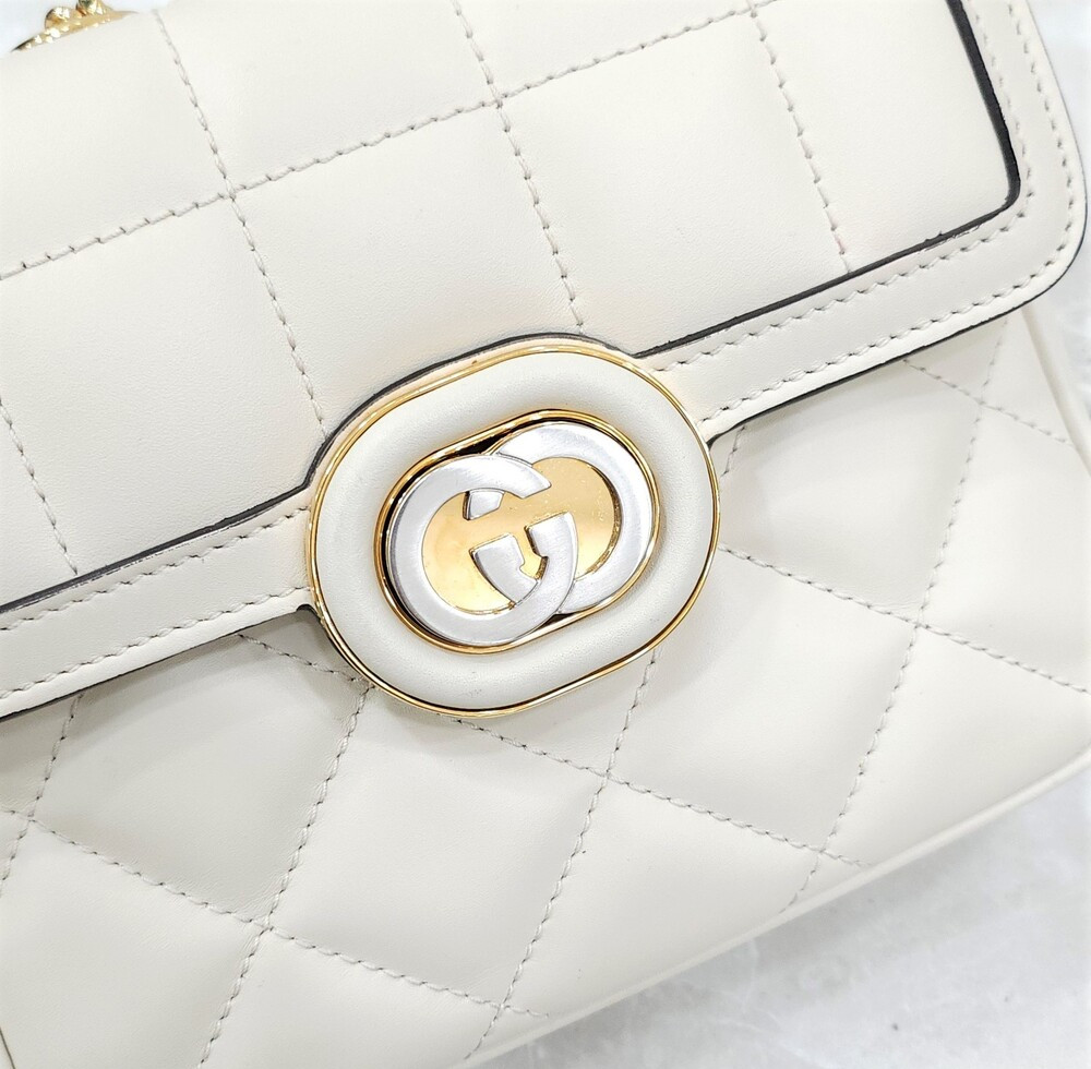 [럭스유] 구찌 화이트 인터로킹 G 체인 숄더백 740834