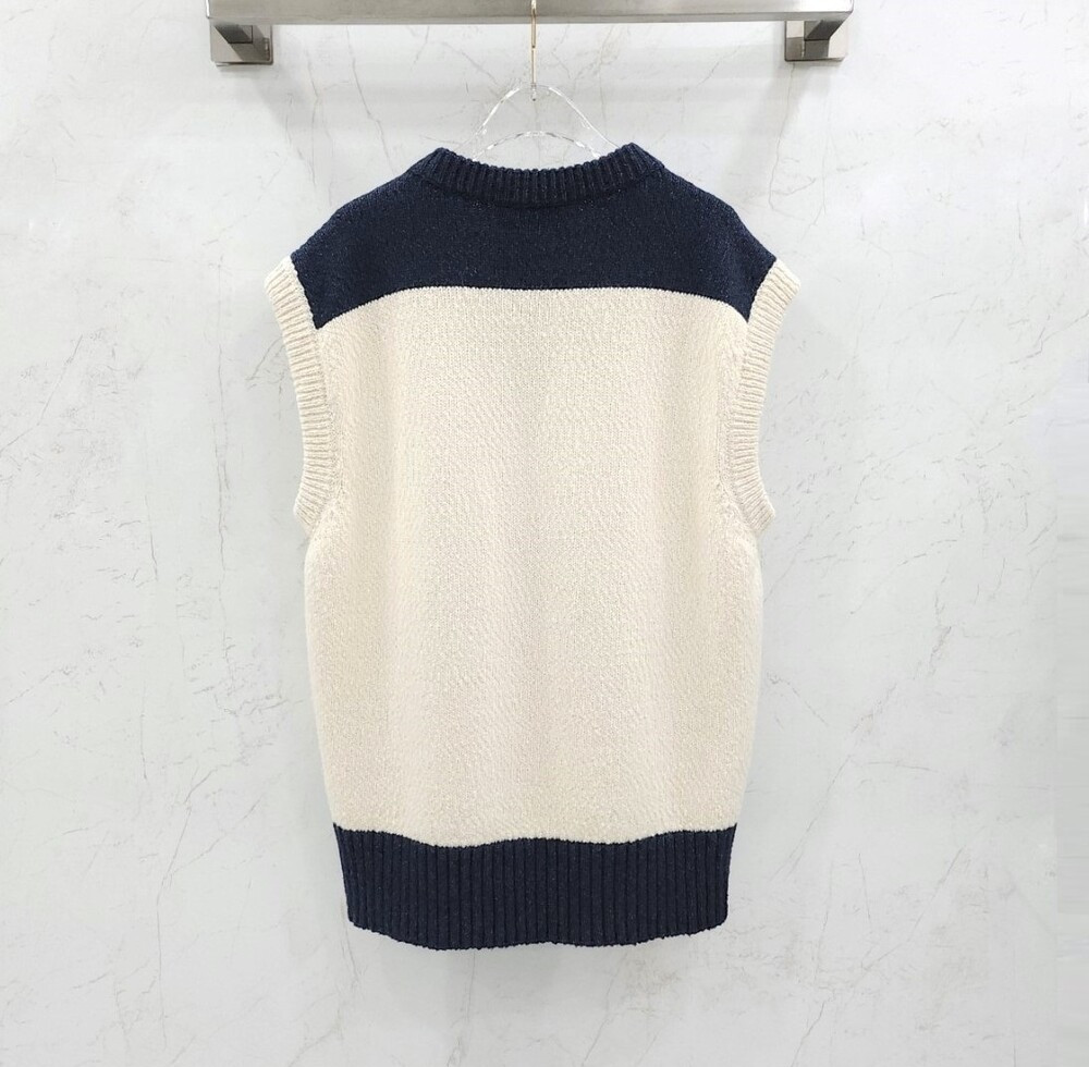 [럭스유] (새상품) M / 디올 X 데님 티어스 울 코튼 자카드 스웨터 베스트