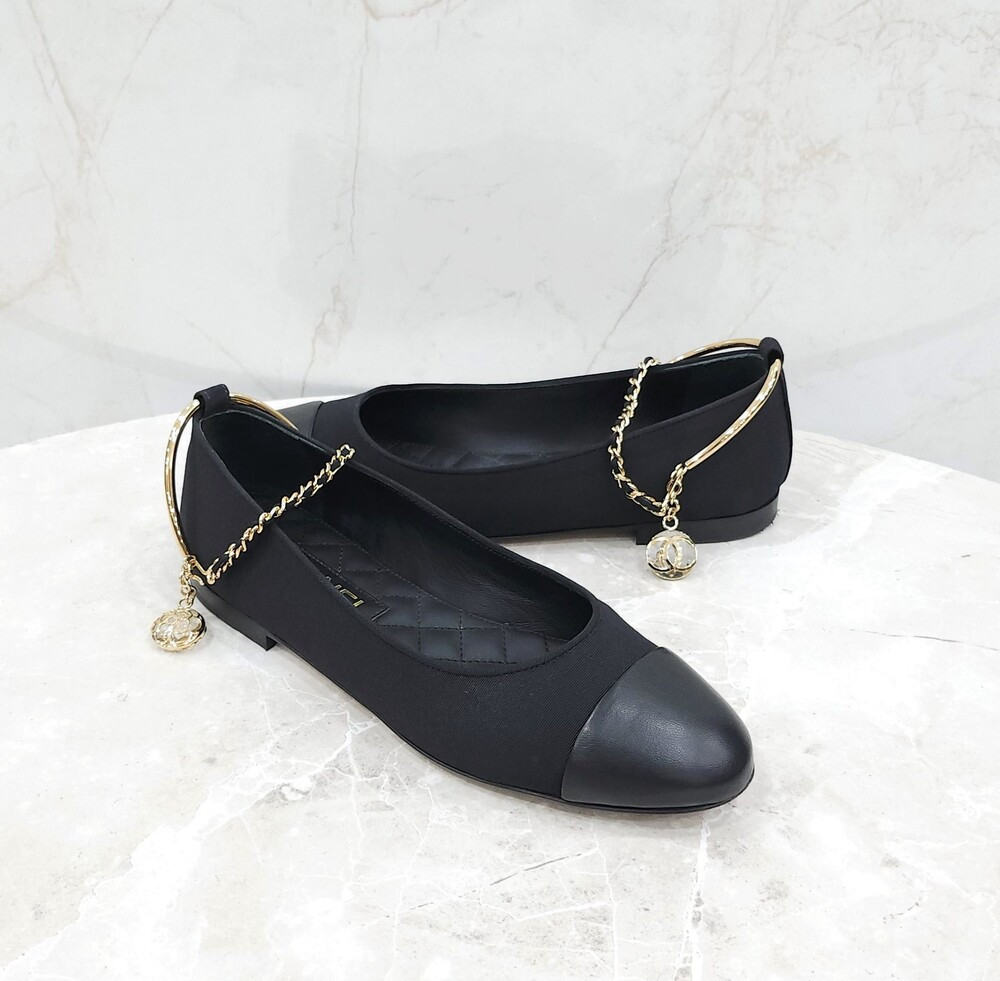 [럭스유] 37 / 샤넬 체인 스트랩 발레리나 플랫 슈즈 G38986