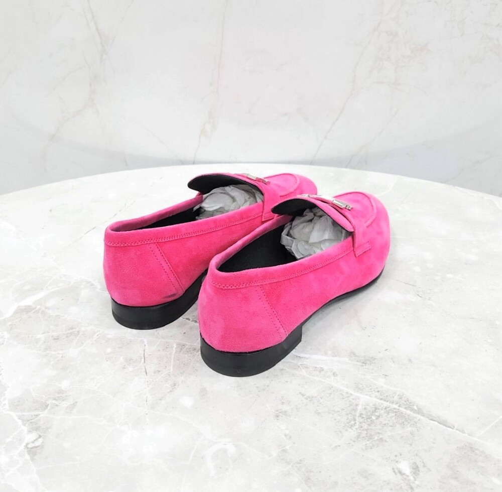 [럭스유] 37.5 / 에르메스 로즈푸시아 스웨이드 파리 로퍼