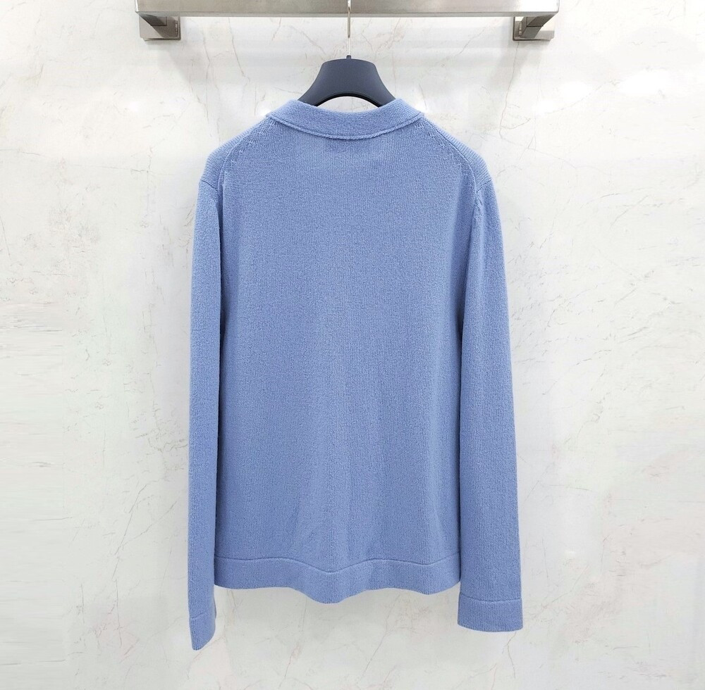 [럭스유] (새상품) L / 디올 꾸뛰르 블루 캐시미어 로고 가디건