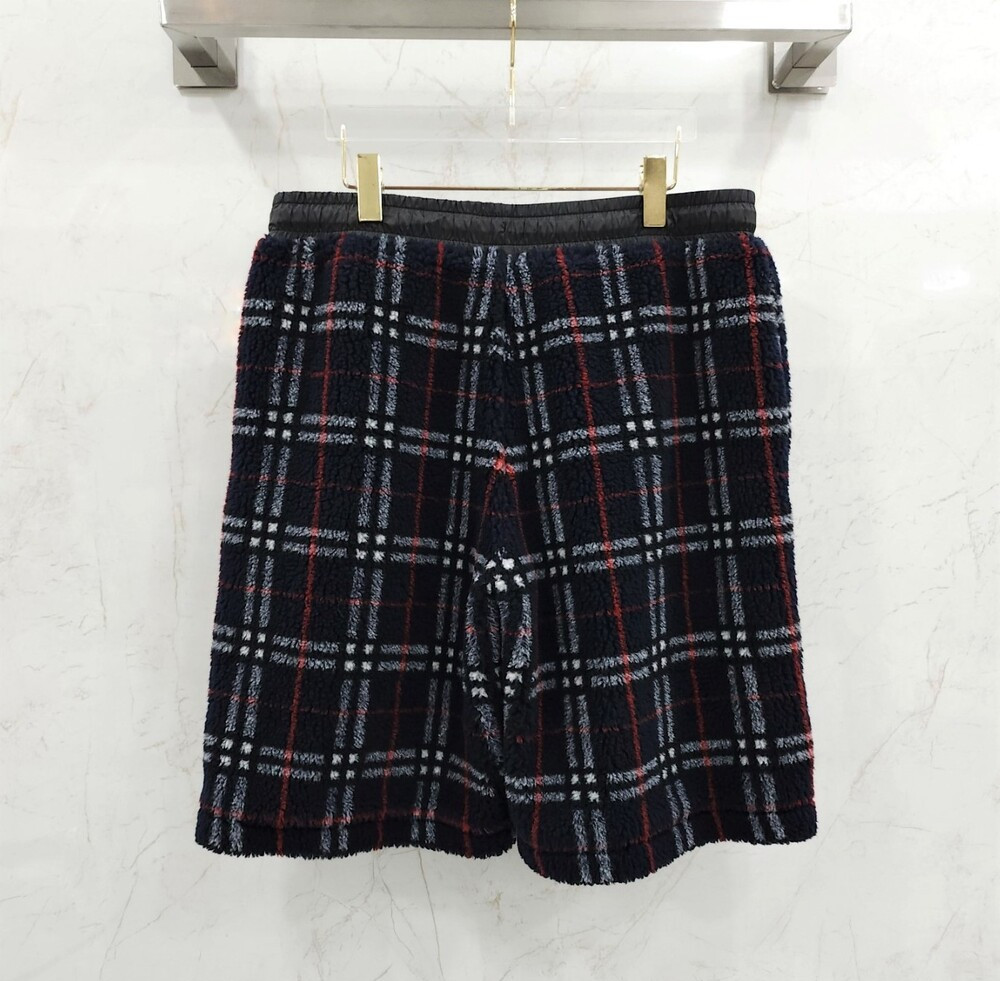 [럭스유] (새상품) M / 버버리 네이비 체크 드로코드 후리스 반바지