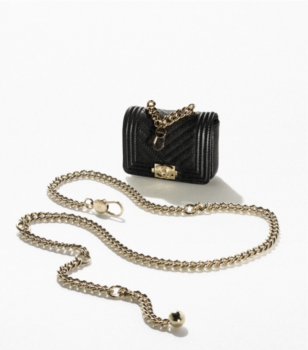 [럭스유] (새상품) 샤넬 보이 미니 벨트백 카프스킨 쉐브론 블랙 AP2709