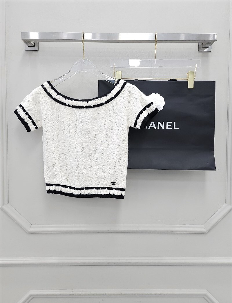 [럭스유] 36 / 샤넬 크롭탑 반팔 니트