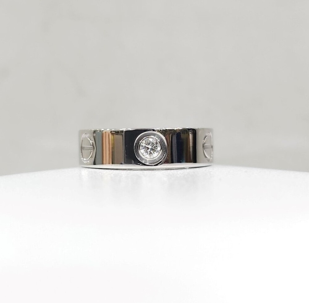 [럭스유] 까르띠에 화이트골드 다이아 3P 러브밴드 링 51호 B4032500