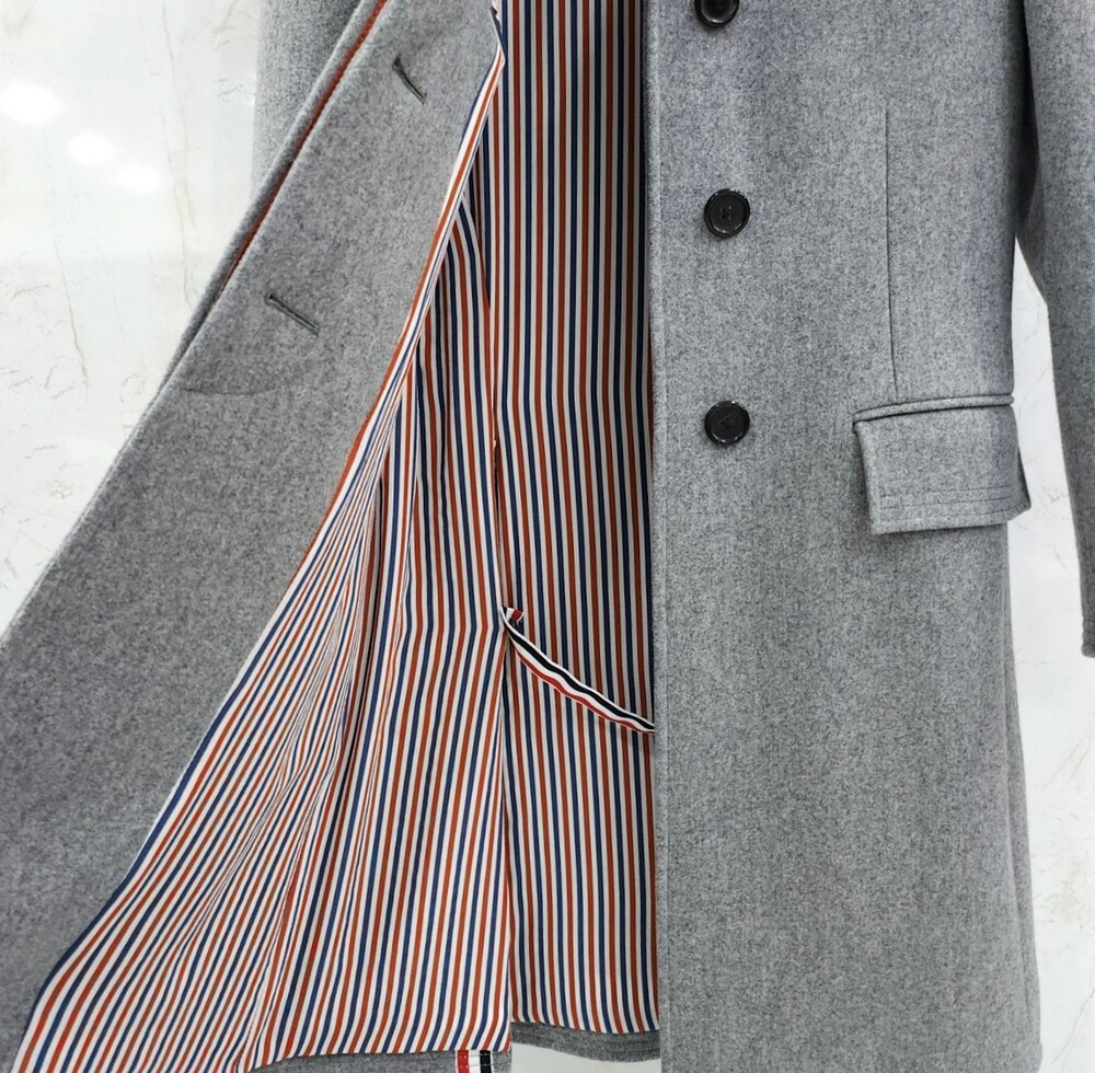 [럭스유] (새상품) 36 / 톰브라운 그레이 삼선 울 코트 F0C300A