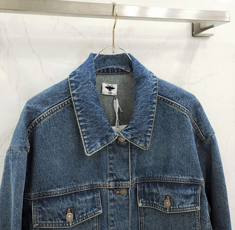 [럭스유] (새상품) 40 / 디올 로고 자수 데님 자켓 252V51X3582