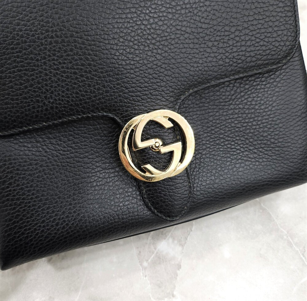 [럭스유] 구찌 인터로킹 탑핸들 레더 체인 숄더백 510302