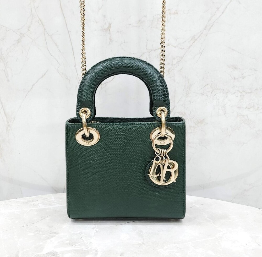 [럭스유] 디올 그린 리자드 레이디 디올 미니 백 M0505OLER