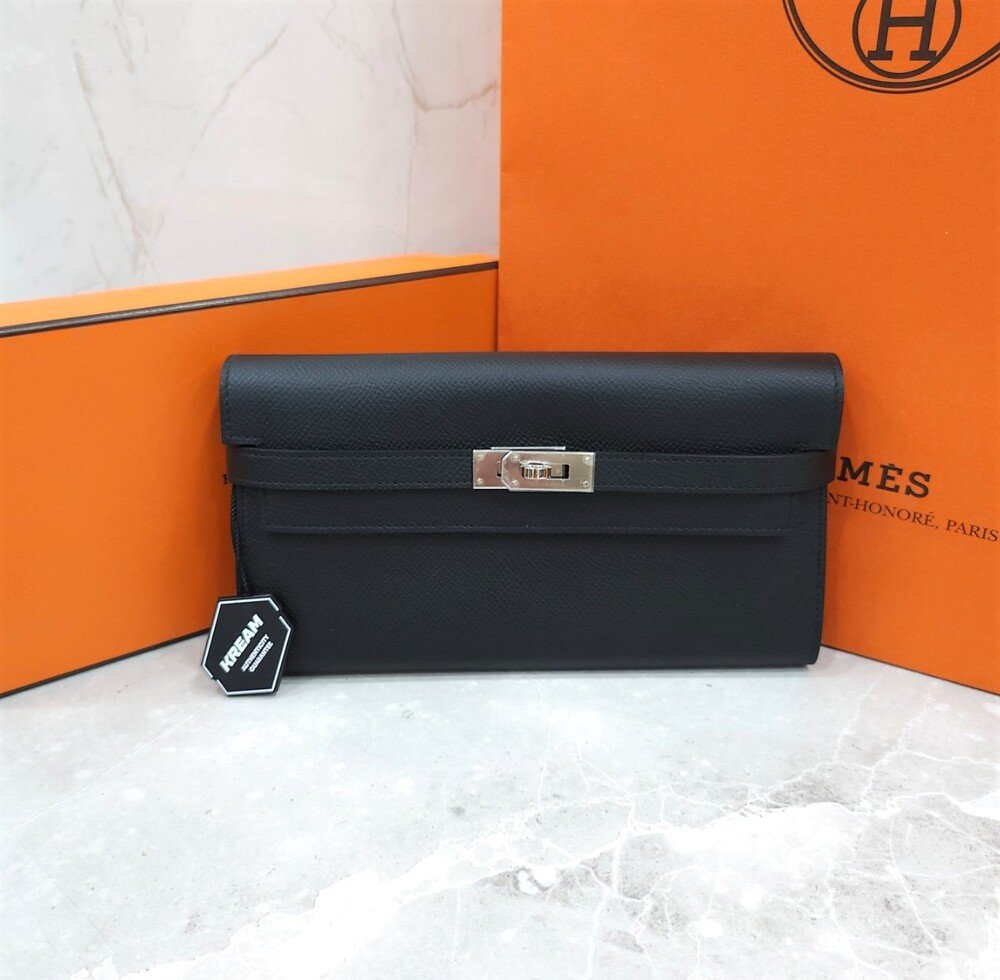 [럭스유] 에르메스 켈리 클래식 장지갑 앱송 팔라듐 누아 W각인