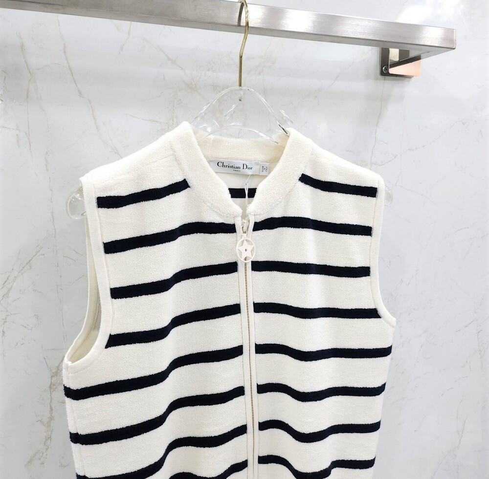 [럭스유] (새상품) 38 / 디올 리비에라 테리 니트 지퍼 베스트 544G14A7801