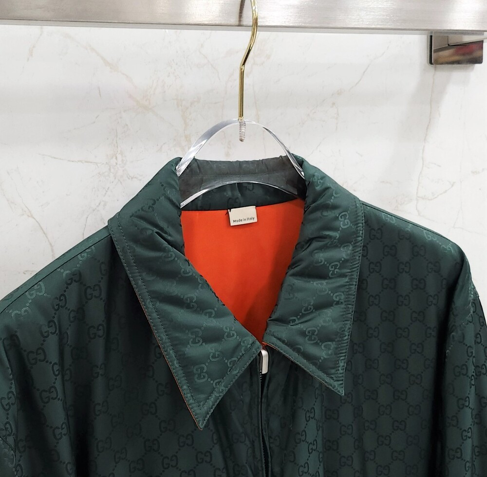[럭스유] (새상품) 48 / 구찌 그린 리버서블 GG 나일론 자카드 자켓