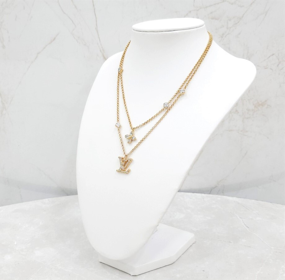 [럭스유] (새상품) 루이비통 LV 레이디 플라워 큐빅 목걸이 M01845