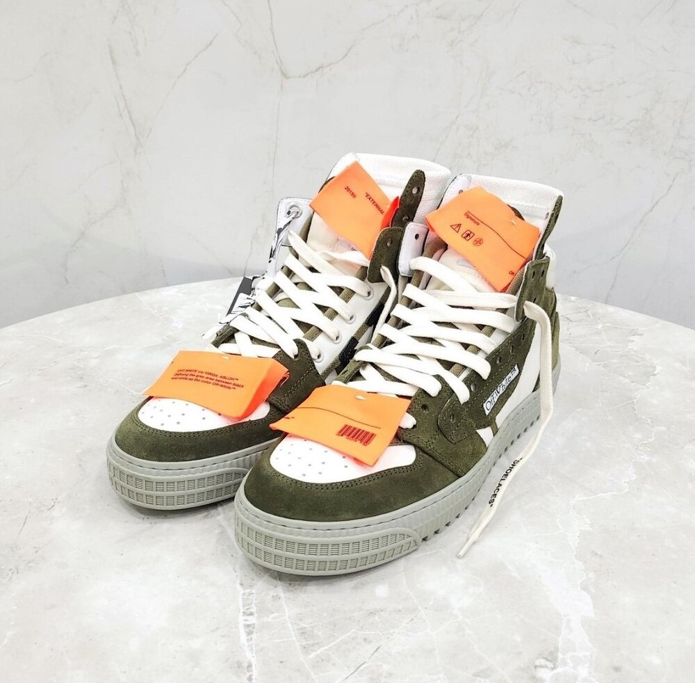 [럭스유] (새상품) 41 / 오프화이트 오프코트 3.0 하이탑 스니커즈 카키