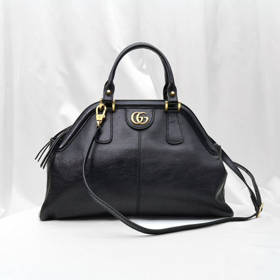 Gucci(구찌) 516459 블랙 레더 르벨 미디움 탑 핸들 2WAY