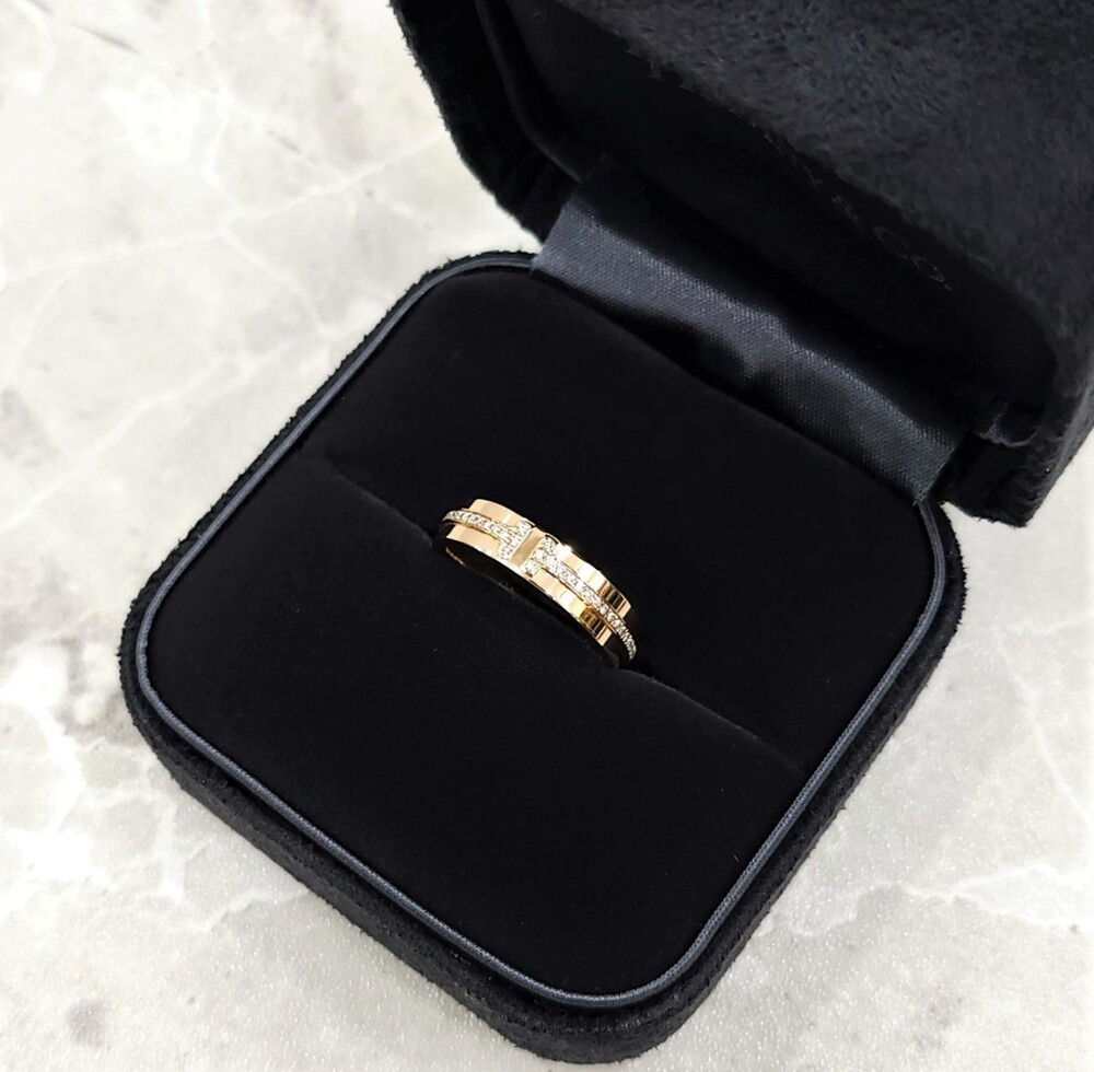 [럭스유] 티파니앤코 네로우 다이아몬드 링 18K 옐로우골드 국내10호