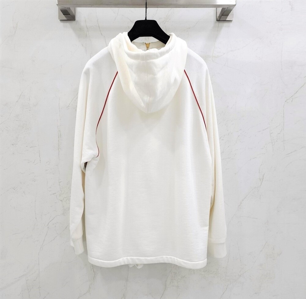 [럭스유] S / 구찌 화이트 삼선 웹 로고 아노락 반집업