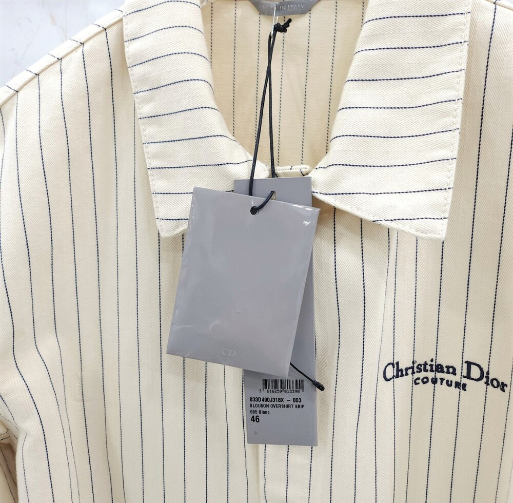 [럭스유] 46 / 디올 꾸뛰르 스트라이프 로고 자수 셔츠 자켓