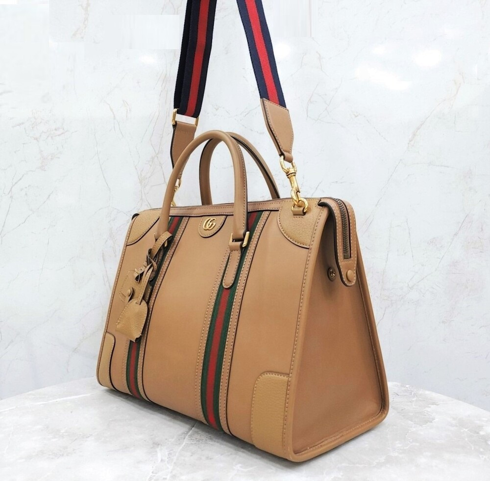 [럭스유] 구찌 바울레토 더블 G 브라운 레더 더플백 715671