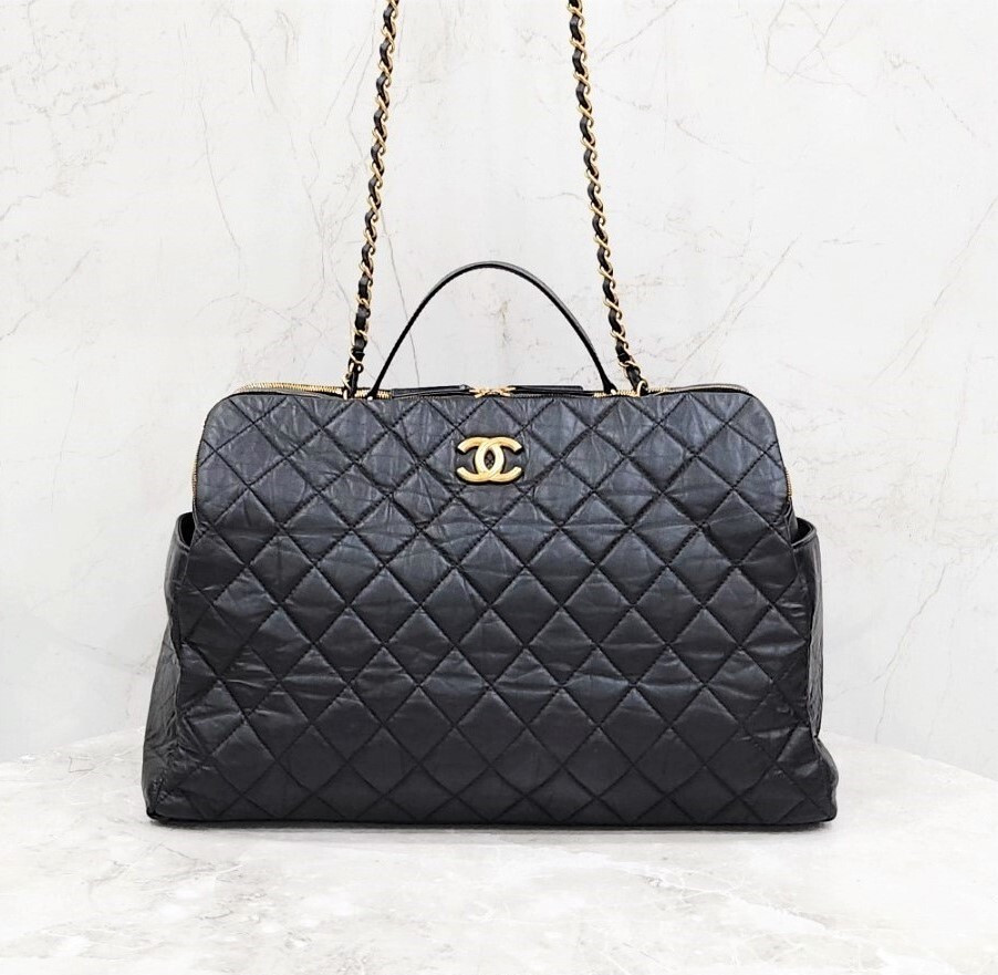 [럭스유] 샤넬 탑핸들 더블 지퍼 볼링백 카프스킨 신형내장칩