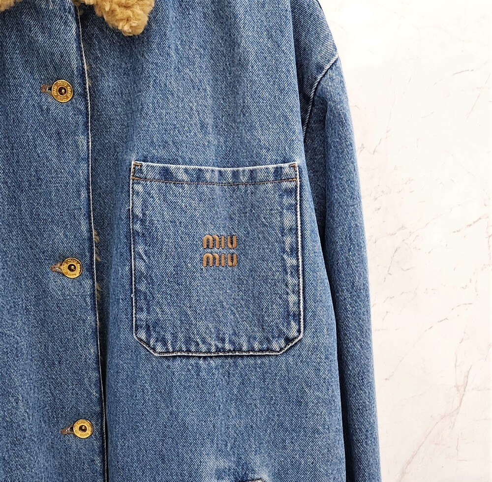 [럭스유] 38 / 미우미우 자수 데님 블루종 자켓 GWB187