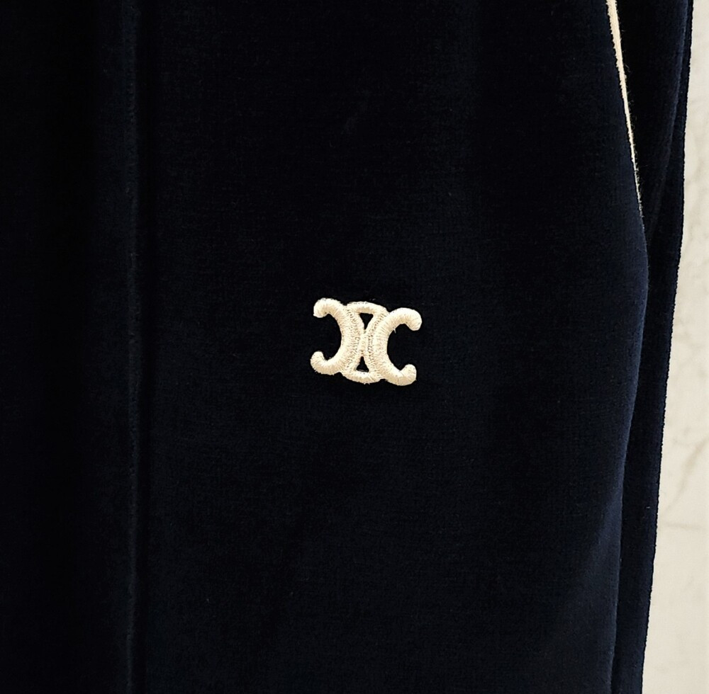 [럭스유] XS / 셀린느 벨벳 저지 트리옹프 플레이 트랙 팬츠 2Z020679I